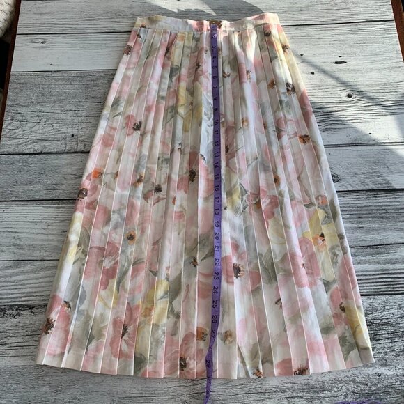 Vintage Handmade Pleated Floral Midi Skirt - Picture 6 of 7